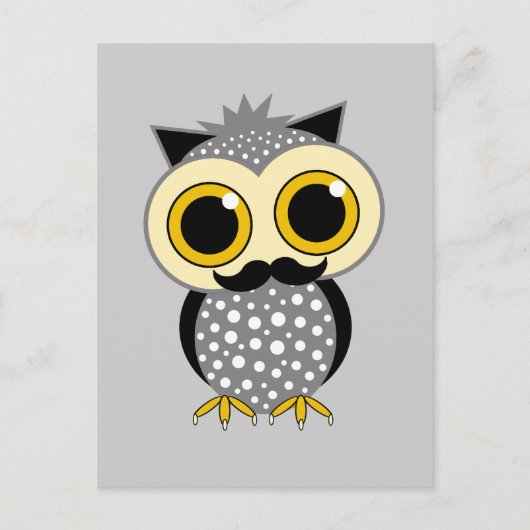 Carte Postale chouette moustache (Devant)