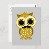 Carte Postale chouette moustache (Devant / Derrière)