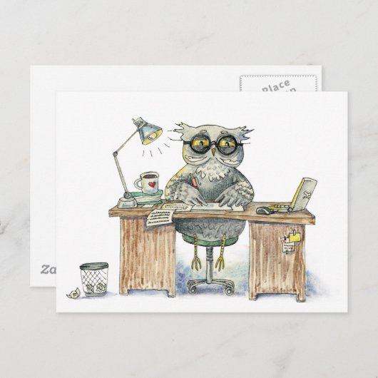 Carte Postale Chouette nocturne active (Devant / Derrière)