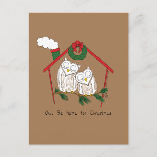 Carte Postale Chouette Noël Mignonne Vacances amusantes
