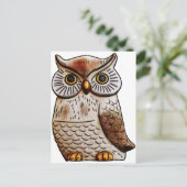 Carte Postale chouette oiseau, mignonne, oiseau, mouche, drôle,  (Debout devant)