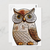 Carte Postale chouette oiseau, mignonne, oiseau, mouche, drôle,  (Devant / Derrière)