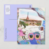 Carte Postale Chouette Owl Va À Paris (Devant / Derrière)