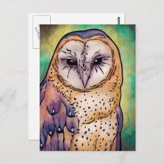 Carte Postale Chouette pourpre (Devant / Derrière)
