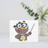 Carte Postale Chouette Professeur Caractère Dessin Avec Pointeur (Debout devant)