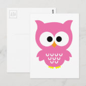 Carte Postale Chouette rose (Devant / Derrière)