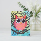Carte Postale Chouette rose (Debout devant)