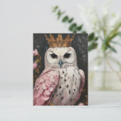 Carte Postale Chouette Rose Avec Couronne (Debout devant)