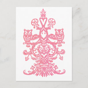 Carte Postale Chouette rose creux