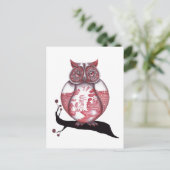 Carte postale Chouette rouge (Debout devant)