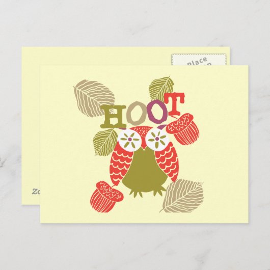 Carte Postale Chouette rouge (Devant / Derrière)