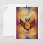 Carte Postale chouette rouge (Devant / Derrière)