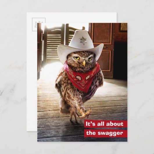 Carte Postale Chouette shérif de l'Ouest robuste avec attitude e (Devant / Derrière)