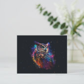 Carte Postale Chouette spatiale colorée (Debout devant)