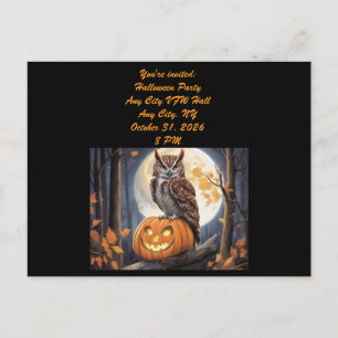 Carte Postale Chouette sur invitation Halloween de citrouille Ja