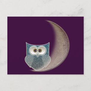 Carte Postale Chouette sur la Lune