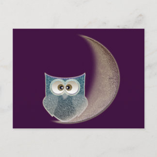 Carte Postale Chouette sur la Lune