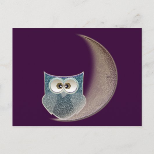 Carte Postale Chouette sur la Lune (Devant)