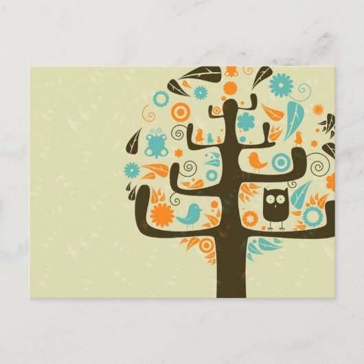 Carte Postale Chouette sur un membre d'arbre (Devant)