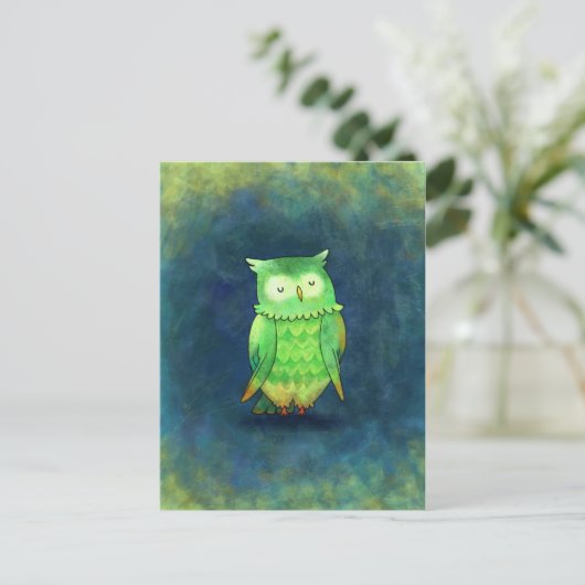 Carte postale Chouette verte (Debout devant)
