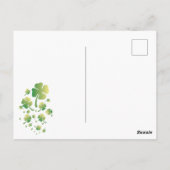 Carte Postale Chouette verte chanceuse fond blanc Saint-Patrick (Dos)