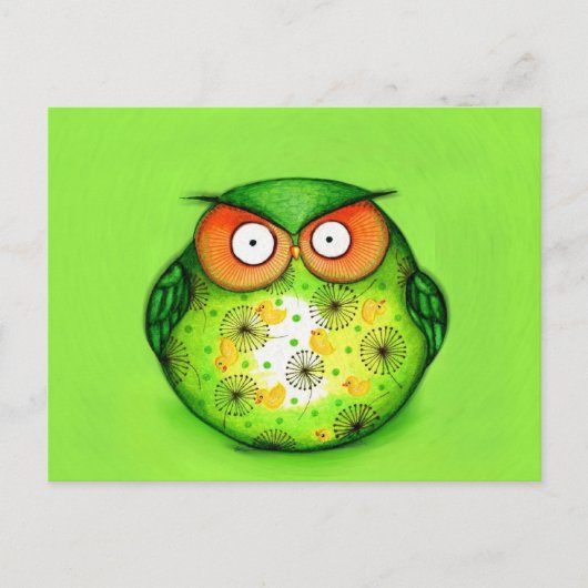 Carte Postale Chouette verte du printemps (Devant)