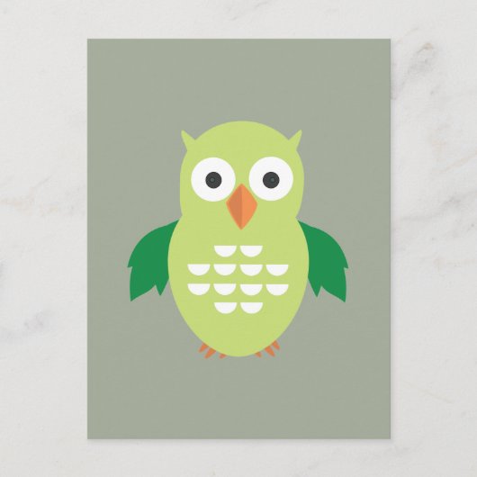 Carte Postale Chouette verte et verte (Devant)