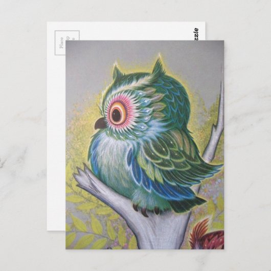 Carte Postale Chouette vintage (Devant / Derrière)