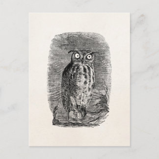 Carte Postale Chouette vintage à cornes Hialloween