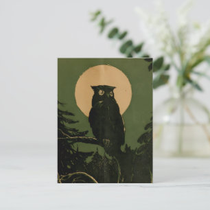 Carte Postale Chouette vintage dans l'art de l'Halloween au clai