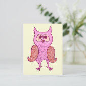 Carte Postale Chouette vintage rose (Debout devant)