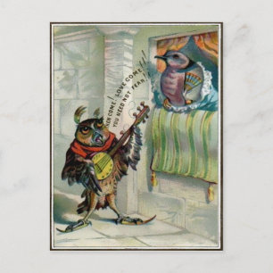 Carte Postale Chouette vintage Valentine