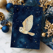 Carte Postale Chouette volant Starry Night Sky Aquarelle Noël
