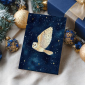Carte Postale Chouette volant Starry Night Sky Aquarelle Noël