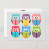 Carte Postale Chouettes à lire mignonnes (Devant / Derrière)