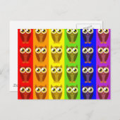 Carte postale Chouettes arc-en-ciel (Devant / Derrière)