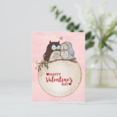 Carte Postale Chouettes Bonne Saint-Valentin (Debout devant)