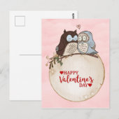 Carte Postale Chouettes Bonne Saint-Valentin (Devant / Derrière)