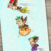 Carte Postale Chouettes de Noël