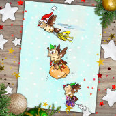 Carte Postale Chouettes de Noël