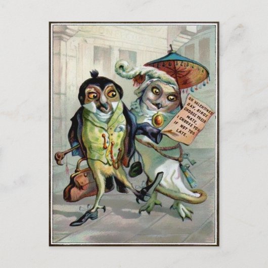 Carte Postale Chouettes de Saint-Valentin vintages (Devant)