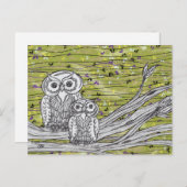 Carte Postale Chouettes et papillons (Devant / Derrière)