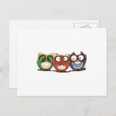 Carte Postale Chouettes Hoot Voir Parler N'Entendre Aucun Mal (Devant / Derrière)