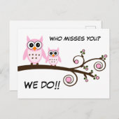 Carte Postale Chouettes mignonnes (Devant / Derrière)