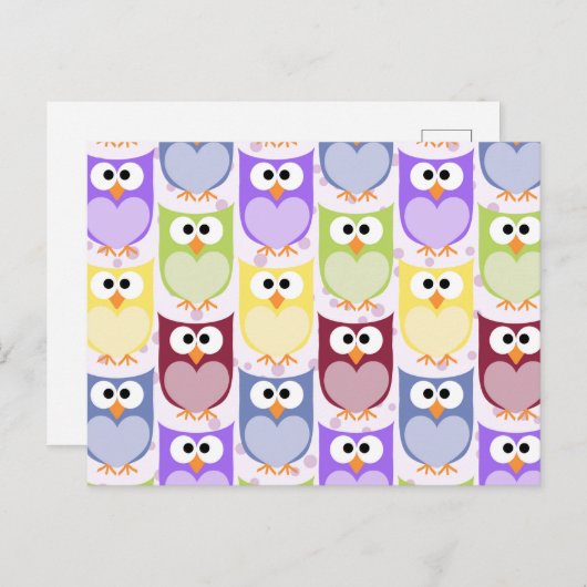 Carte Postale Chouettes mignonnes, Chouette Motif, Chouettes pou (Devant / Derrière)