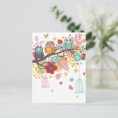 Carte Postale Chouettes mignonnes et arrière - plan à l'image fl (Debout devant)