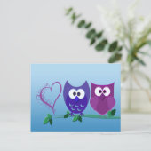 Carte Postale Chouettes mignonnes et coeur (Debout devant)