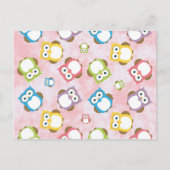 Carte Postale Chouettes Mignonnes, Motif de Hiboux, Hiboux Color (Devant)