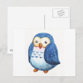 Carte Postale Chouettes mignonnes peintes (Devant / Derrière)