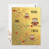 Carte Postale Chouettes mignonnes | Vous êtes hibou dont j'ai be (Devant / Derrière)